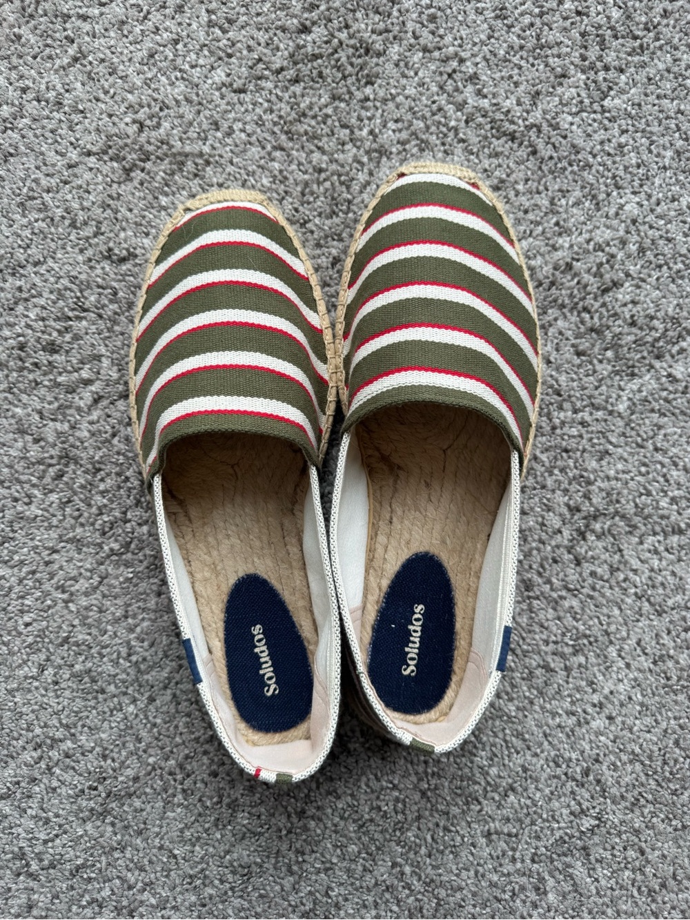 Soludos Men’s Espadrilles - Olive/Red/Cream - Size 10